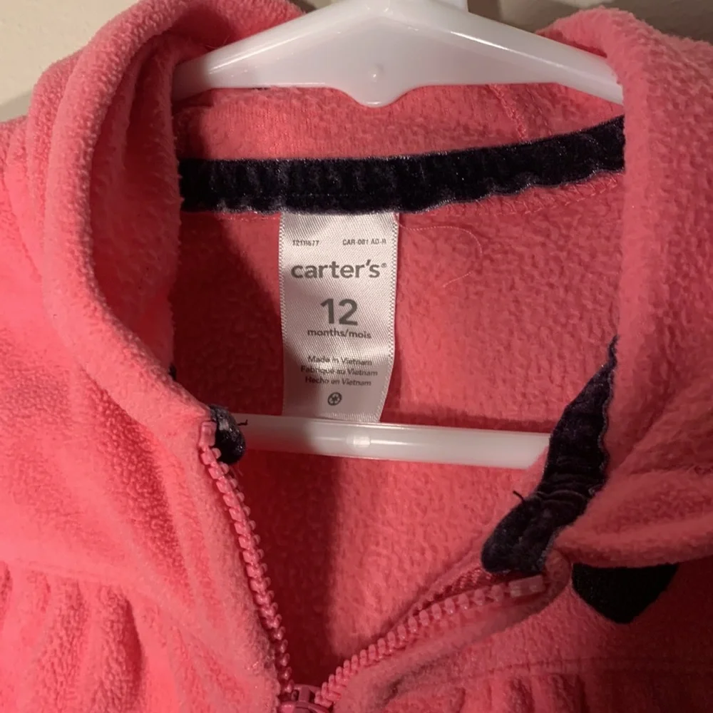 Carter’s Baby Pink Hooded Vest with Heart Size 12 Months